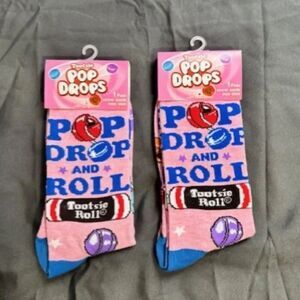 2 Pair Pop Drops Crew Socks Men's Shoe Size 6-12 Holiday Festive Christmas Gift